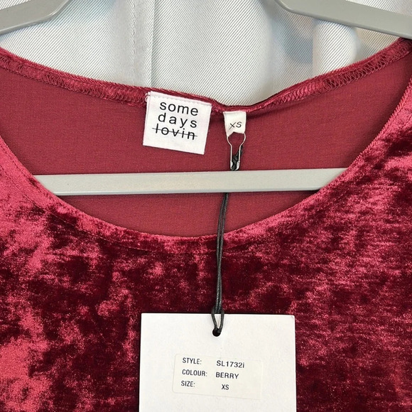Somedays Lovin Revolve New Women’s XS Berry Velvet Side Waist Cutout Mini Dress - Picture 3 of 9